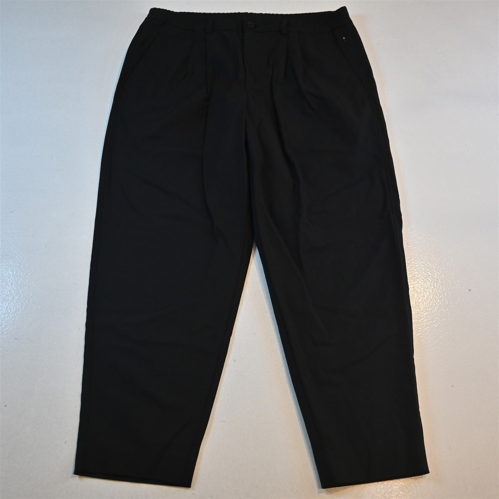 Alphatauri 36x30 Black Stretch Waist Pleated Baggy Tapered Mens Pants